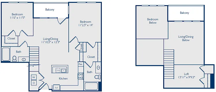 Floor plan 2 Bed 2 Bath B2OL