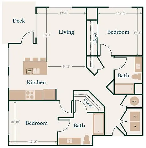 Floor plan Signature 2 Bed - 2 Bath B