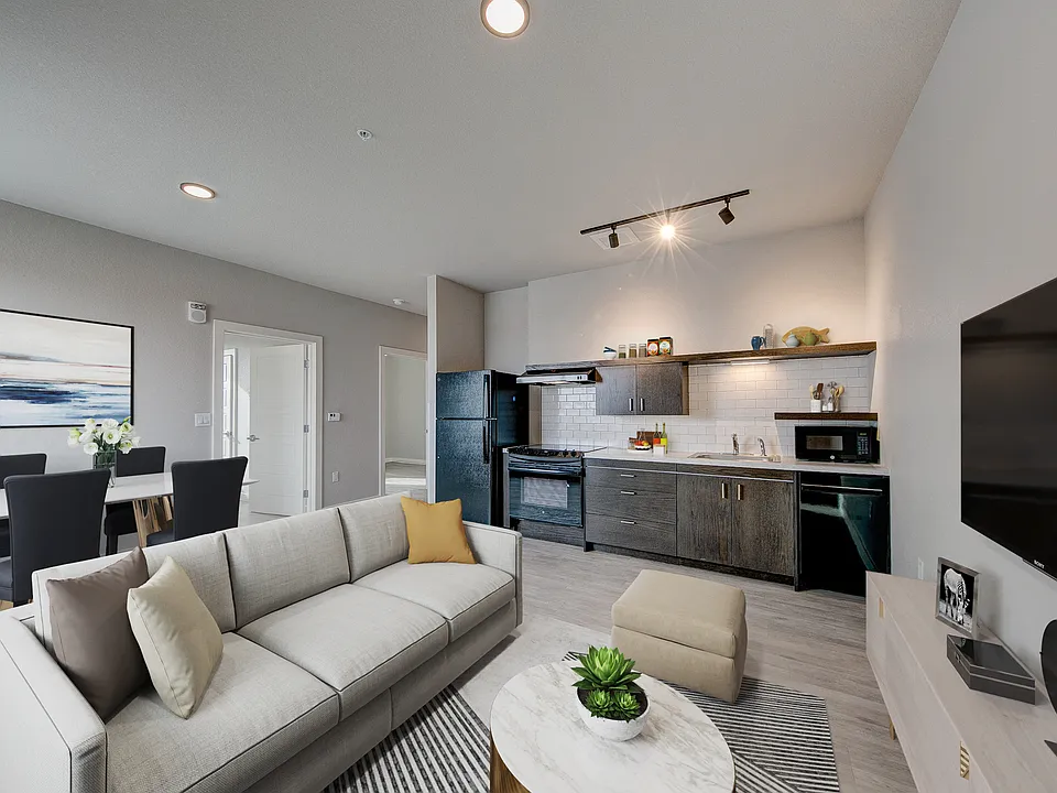 Living area in two-bedroom apartment