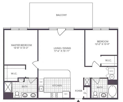 Floor plan 2 Bed/ 2 Bath