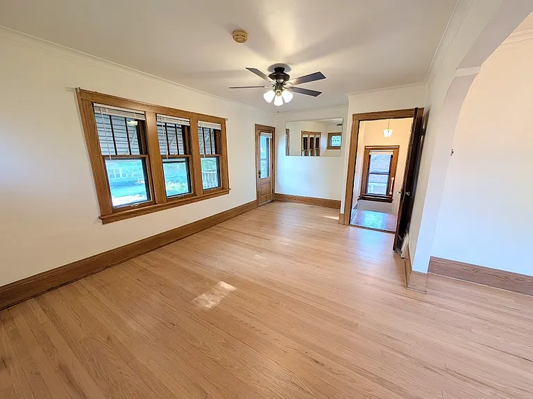 [UPPER UNIT]: newly refinished hardwood floors living room WITH BALCONY