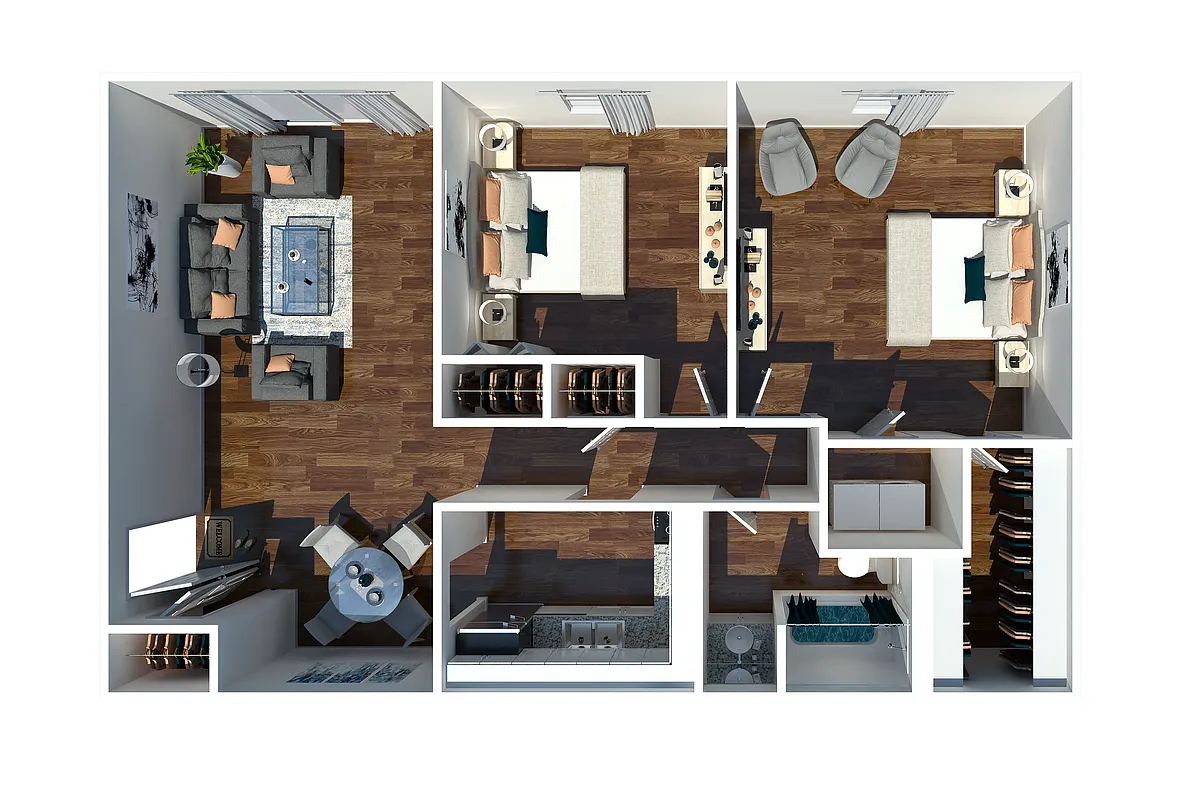 Floor plan 2 Bedroom 1 Bath