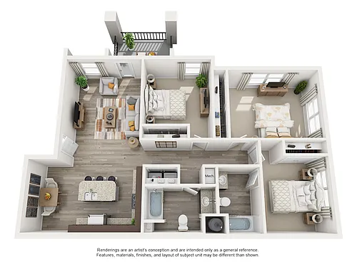 Floor plan 3 BR 2 BA