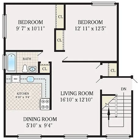 Floor plan 2 Bedroom 1 Bathroom