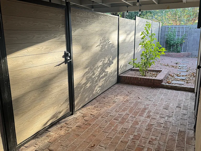 Private covered patio area