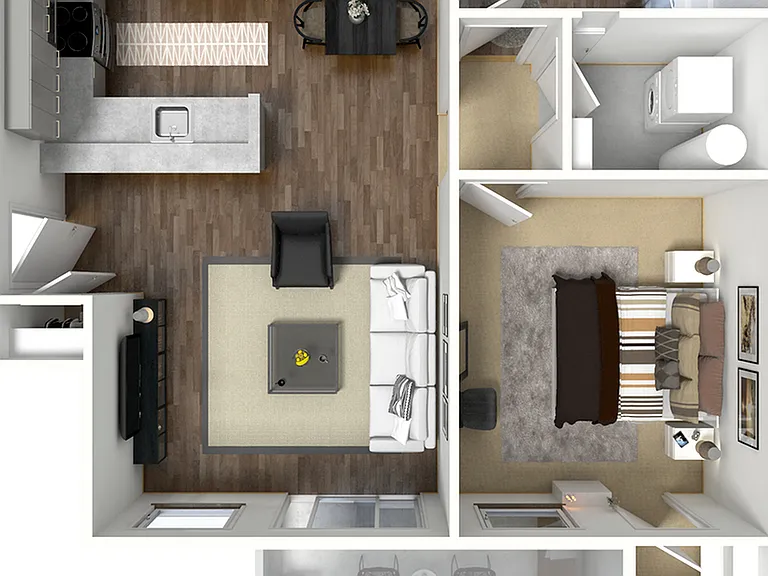 1 Bed - 1 Bath Cambridge 3D floor plan 1 Bed - 1 Bath Cambridge 3D floor plan