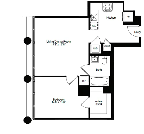 Floor plan One Bedroom K 3-12
