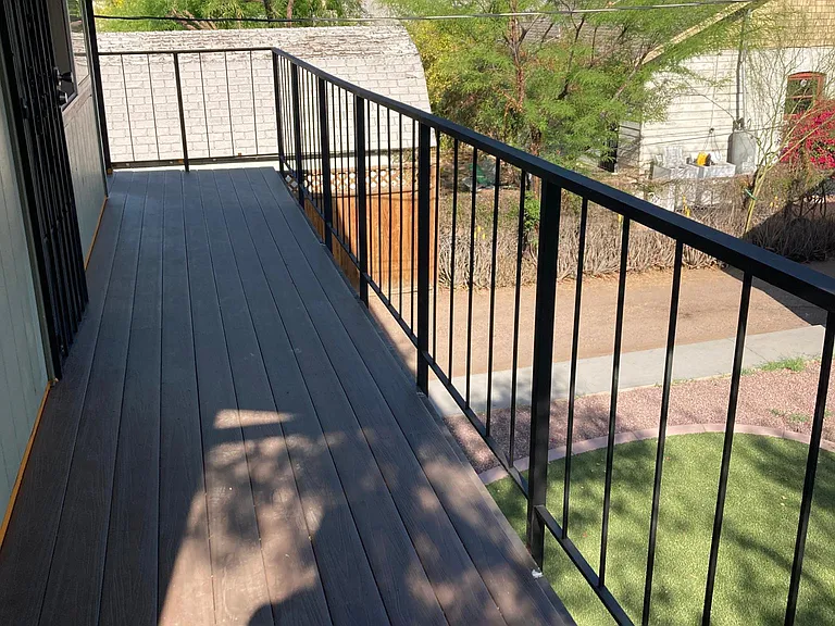 Wrap-around patio extends for ample seating area