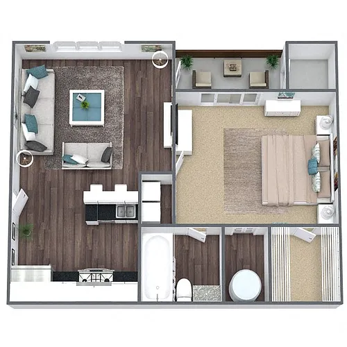 Floor plan A1: 1 Bed 1 Bath
