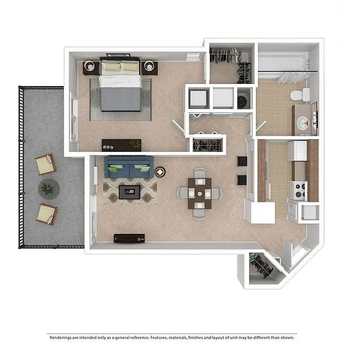 Floor plan 1 Bed Squirrel Run - with W/D