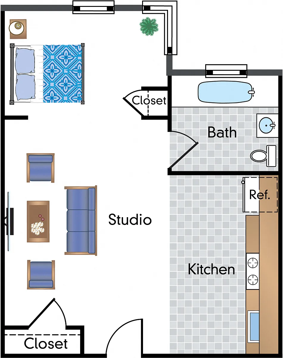 Floor plan Renovated Studio 06 Tier