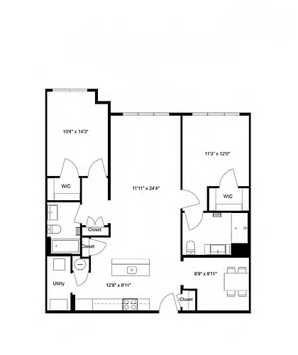 Floor plan B21-D 2Dx2