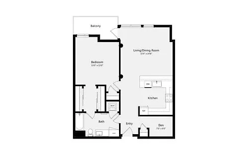 Floor plan 1B+DEN D