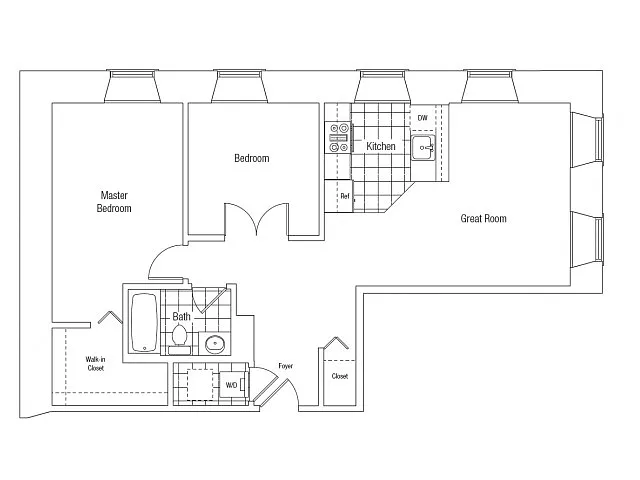 Floor plan 2 Bedroom - 1 Bathroom