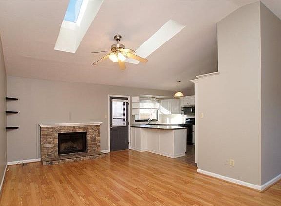 Vaulted Great room with woodburning freplace