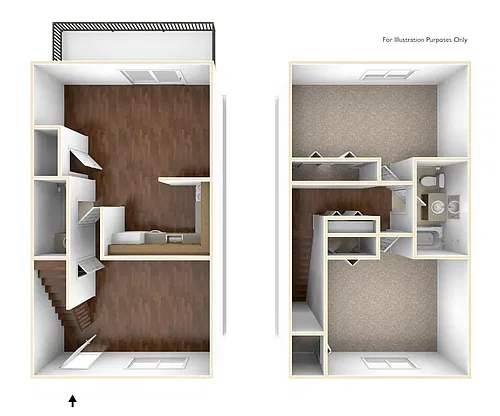 Floor plan 2 Bedroom Townhouse - Renovated