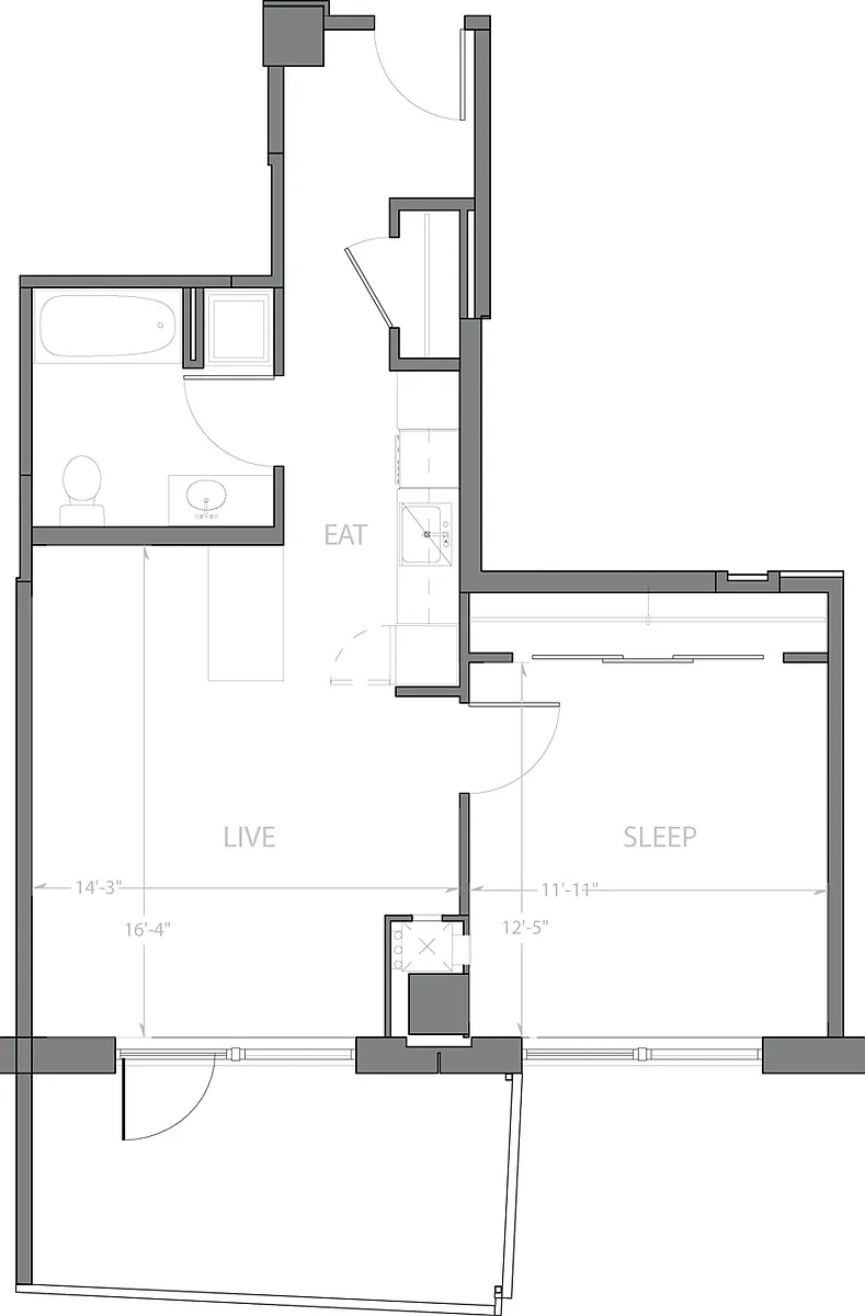 Floor plan 1 Bedroom F with Terrace