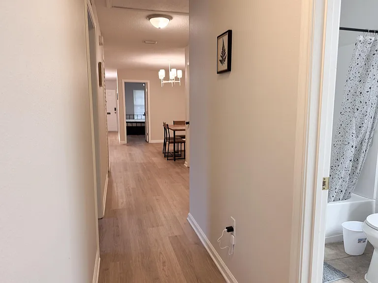 Shared bathroom hallway