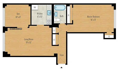 Floor plan 1 Bedroom + Den