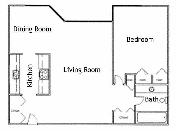 Floor plan Large One Bedroom