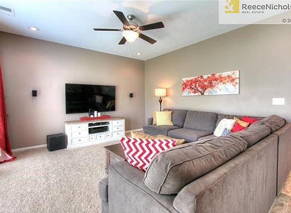 Family room steps down from the kitchen