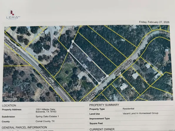 1091 Hillside Oaks LOT 20, Bulverde, TX 78163