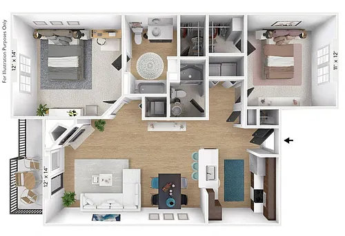 Floor plan The Pendulum 2 BR 2 BA