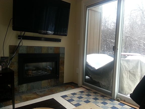 Slate framed gas fireplace