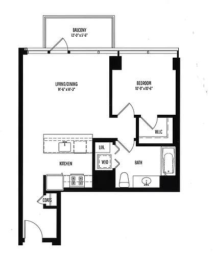 Floor plan 1 BR, 1 BTH