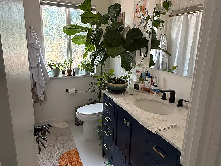 upstairs shared bathroom, full shower with tub