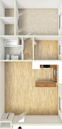 One bedroom with den floor plan One bedroom with den floor plan