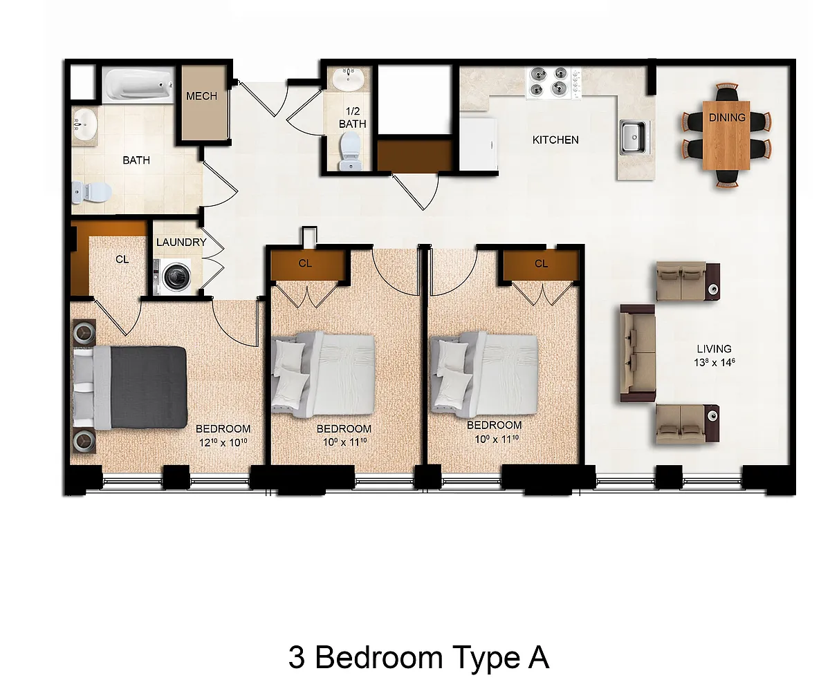 Floor plan Three Bedroom
