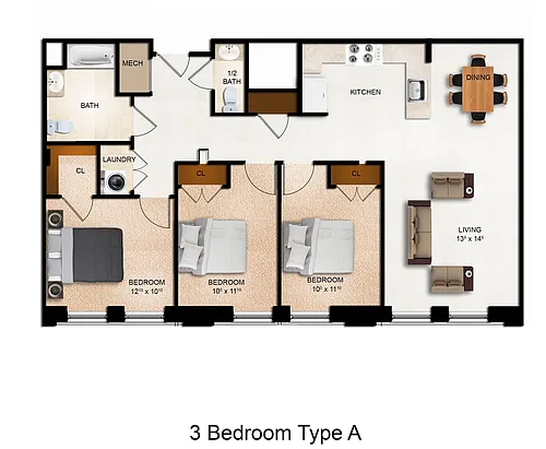 Floor plan Three Bedroom