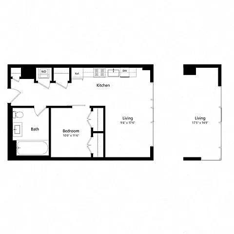 Floor plan 1 Bedroom - 1 Bath | Aj9