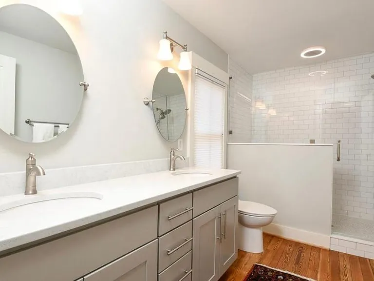 Primary bathroom with walk-in closet