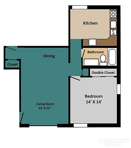 Floor plan A MUST SEE spacious 1 BED 1 BATH