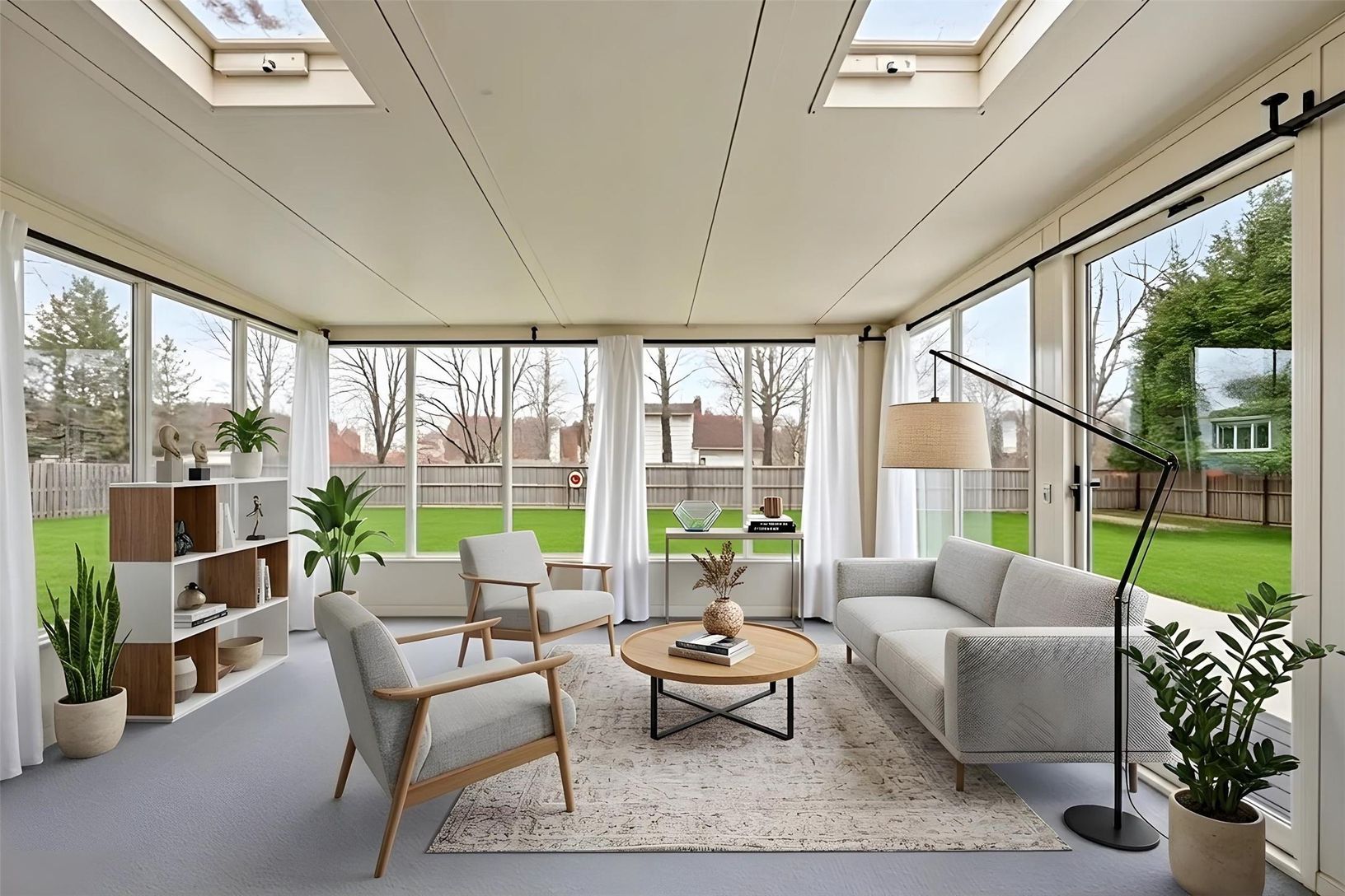  Rear enclosed sunroom / den and yard view 