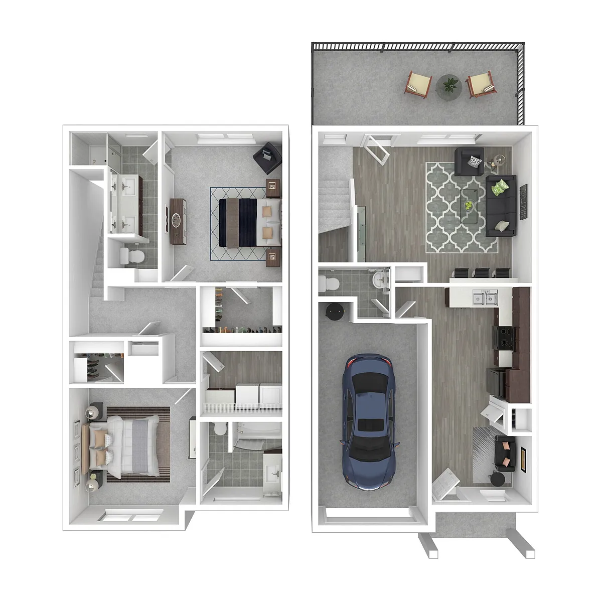 Floor plan Plan B 2 Bed + Flex, 2.5 Bath
