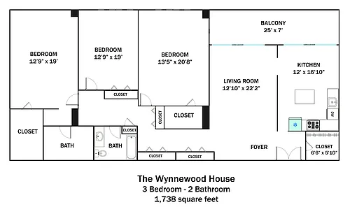 Floor plan 3 Bedroom 2 Bath