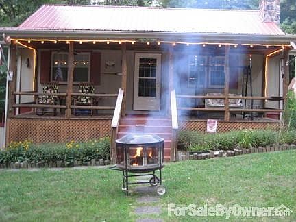 House with Portable Outdoor Fireplace