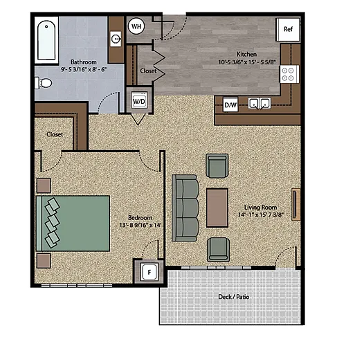 Floor plan 1 Bedroom Unit L
