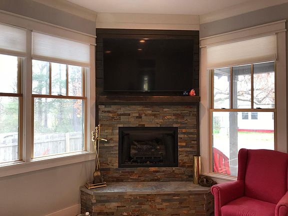 gas fireplace and HDTV