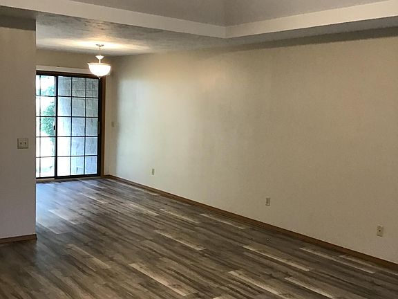 View from front door of open family room/ dining area.