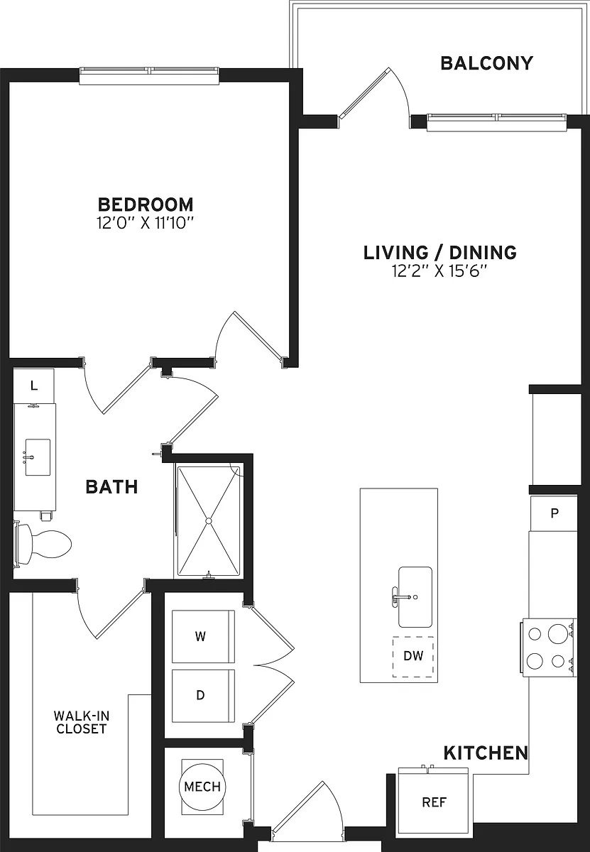 Floor plan 1 Bed/1 Bath-A4