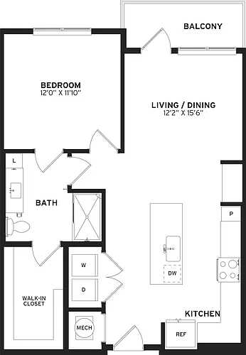 Floor plan 1 Bed/1 Bath-A4