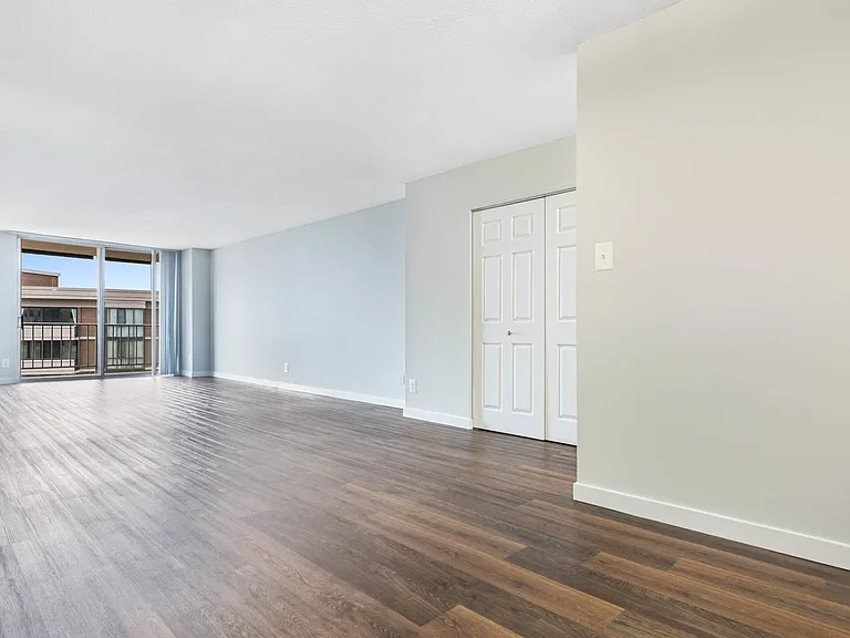 Your spacious new apartment features wood flooring throughout the kitchen and living room