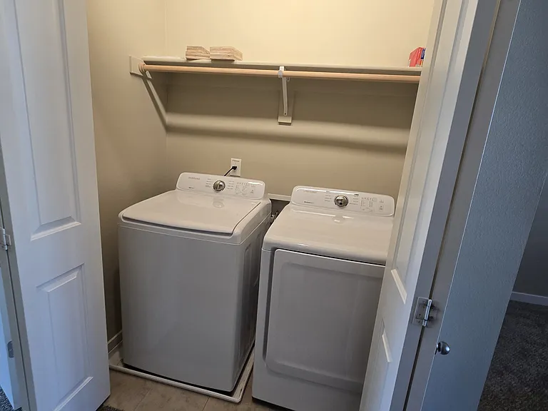 In-unit laundry on bedroom floor. Handy, yes?
