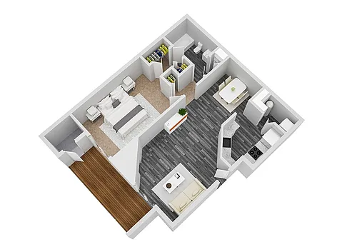 Floor plan One Bedroom/One Bathroom - 730 Sq. Ft.