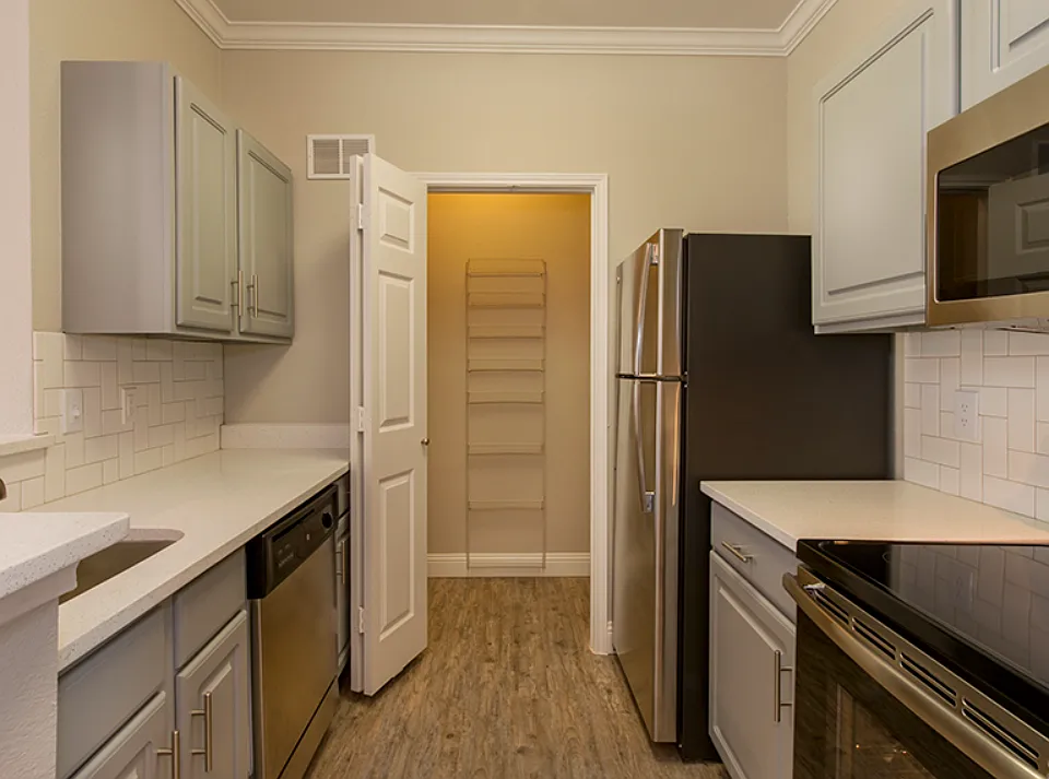 Renovated kitchens with granite countertops & stainless steel appliances