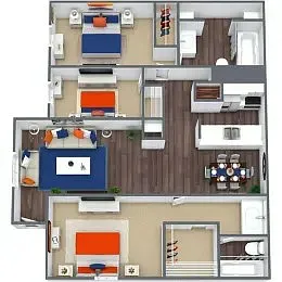 Floor plan 3 Bedroom 2 Bath